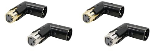 Rastapulz 4 stycken ljudadapterkontakter, 3-polig XLR-vinkeladapter, justerbar, kontakt till hona, högervinklad XLR-adapter (XLR 90 graders adapter)