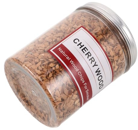 CLISPEED Astillas de Madera de Cerezo para Barbacoa 125 G Tamaño Mediano para Ahumar Carne al Aire Libre Chips para Barbacoa Aroma Natural para Camping y Fiestas