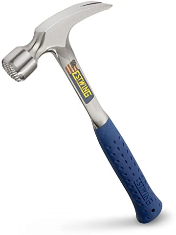 ESTWING Framing Hammer - 22 oz USA Made Straight Rip Claw Hammer with Milled Face & Shock Reduction Grip - E3-22SMR