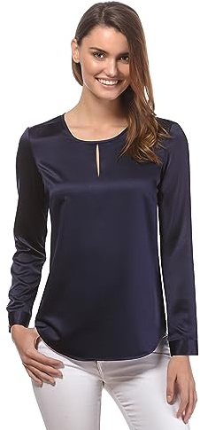 Vincenzo Boretti Blusa, Taglio Abbastanza Aderente, Scollo Rotondo Blu Scuro M
