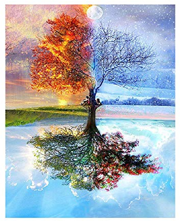 Qingdewan Holzpuzzle für Erwachsene und Kinder, 1000 Teile 4 Jahreszeiten Baum, Großes Scenery Puzzle, Klassisches Puzzle für Kinder ab 12 Jahren, 75x50cm