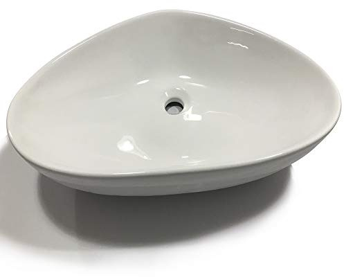 Lavabo Da Appoggio Ceramica Bianco Triangolare Lavandino Lavello Arredo 58x39x14 cm