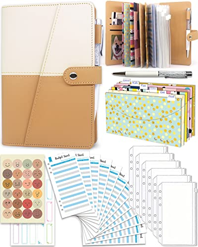 Budget Planner, Ginmlyda Geld Organizer 28PCS Budget Binder With A6 Binder Money Envelopes Zipper PVC Pockets Financial Planner Budget Sheets Sticker Pen FOR Money Organizer And Savings Binder (Weiß)