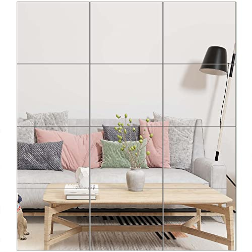 Ruomeng Spegelplattor för gym – 35,5 cm x 30,48 cm x 12 st väggmonterade spegelglas utan ram i full längd spegelplattor för hemmagym, sovrum, dörr och badrum