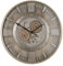 Samilito Wanduhr mit echtem Bewegungsgetriebe Zahnrädern 59,5cm (Metall, Antike Grau)