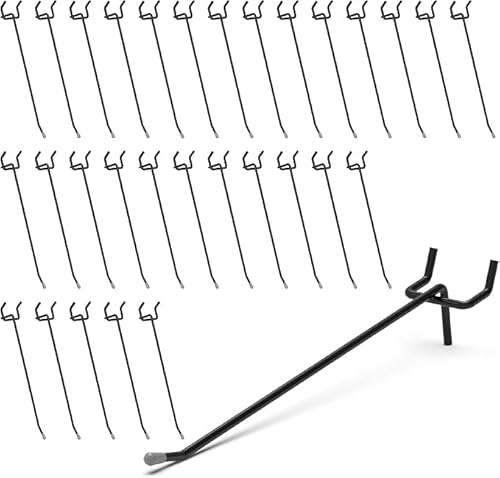 HUHOLE Lot de 50 crochets pour panneau perforé Noir 15,2 cm