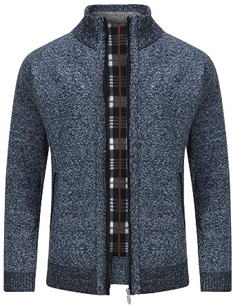 YOUTHUP Cardigan da Uomo in Pile Giacca Invernale a Maglia Maglione Caldo e Spesso