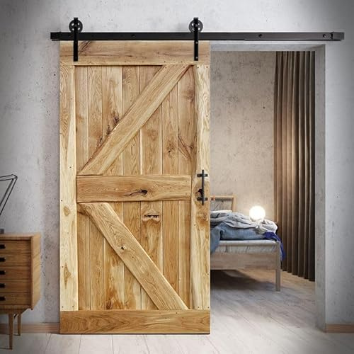 SEART Massive Eichen Schiebetür im rustikalen Stil, für Schiebesystem, alter Stil FLINSTON (Naturöl, 100x210 cm)
