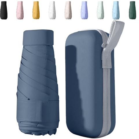 Sykerout Ombrello Piccolo Compatto Anti-Uv, Mini Tascabile Da Viaggio Per Pioggia e Sole, Per Donna e Uomo（nebbia blu）