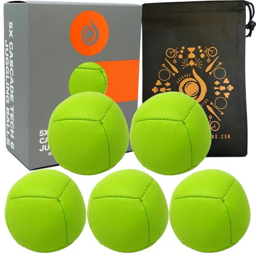 Cascade Juggling 5 x 110g Six Panel Thud Juggling Balls & Bag - Set of 3 Juggling Balls (Green)