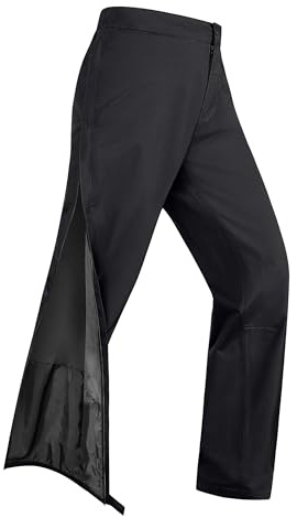 33,000ft Regenhose Damen Wasserdicht Full Zip Wanderhose Atmungsaktiv Fahrradhose Winddicht Outdoorhose mit Taschen Schwarz 36