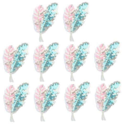 Anneome 10St Stoffaufnäher mit Paillettenblättern Flicken nähen Handwerk Patches Blätter Applikationen leinenbettwaesche bügel abriebfeste Kleidungsflicken Eisenflecken selber machen