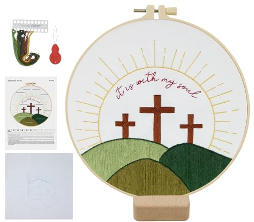 Whemyreat broderiset för nybörjare kristendom, 20 x 20 cm, broderiset för vuxna, korsstygnsset för vuxna, gör-det-själv-nålspetsset för nybörjare med mönster och instruktioner, inklusive tyg (Kristus)