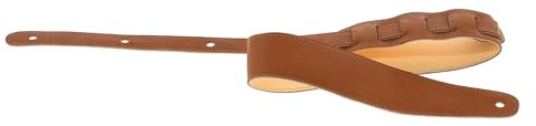 GEWA Gitarrbälte serie regular, äkta läder, bredd 70 mm, längd 95–134 cm, våt sand – medelbrun, handgjord i Europa