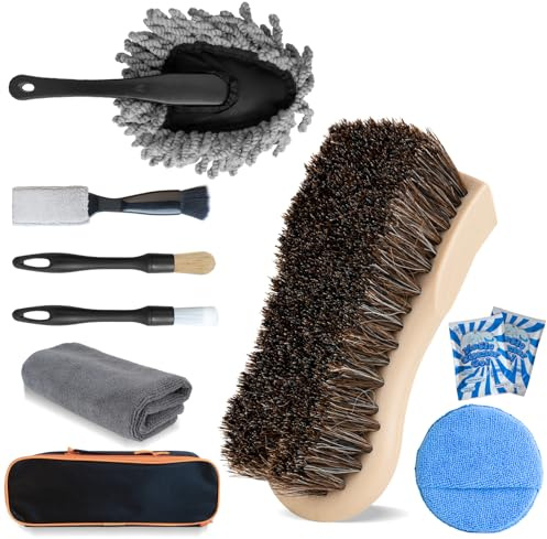 QLTUDN Professional Car Interior Detailing Kit - Scratch-Free Brushes, Vent Cleaner & Gel for Deep Clean | 10-Piece Set to Clean Leather Dashboard AC Vents (SUV Truck Car)