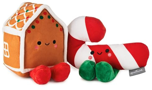 Hallmark Better Together Gingerbread House and Candy Cane Magnetic Plush Pair