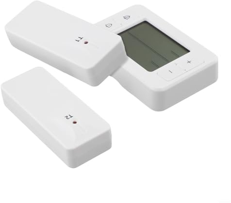 Eawfgtuw Thermomètre d'intérieur et d'extérieur sans fil avec deux capteurs pour la maison, réfrigérateur, congélateur ou cave à vin, affichage numérique, moniteur de température à distance