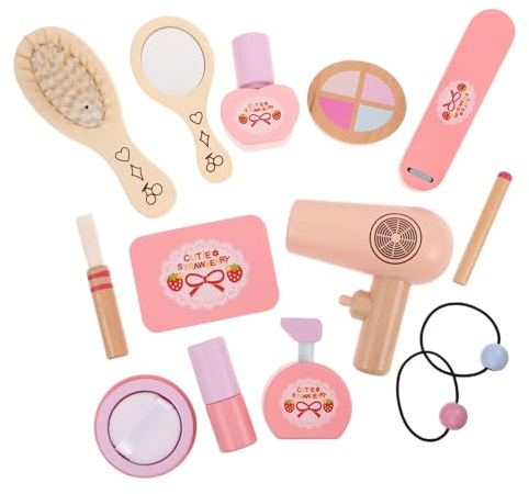 SOPOTUTU Set Maquillage Bois pour Garçon Fille Kit de Beauté Princesse Bois de Coiffure et Maquillage pour Filles Jeu Imitation Sécurisé et Écologique pour Anniversaires