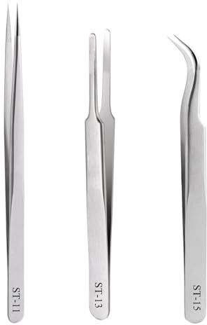 YIKUBO 3PCS Precision Tweezers Silver Stainless Steel Tweezers,Ultra-Fine, High-Precision, Thin, for Eyelashes, Nails, and Jewelry Watch DIY Crafts