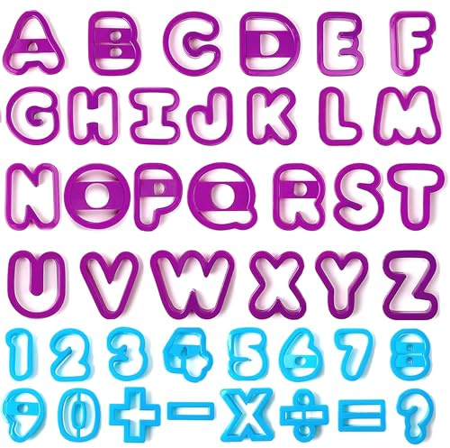 42 Pcs Letter And Number Cookie Cutters,with Dough Alphabet,Numbers,Mathematical Symbols,Fondant Letter Cutters for Birthday, Christmas, New Year and Holiday Party Decorations (42Pcs)