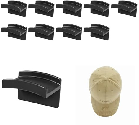 10Pcs Hat Rack,Adhesive Hat Organiser Hooks for Wall Mounted Cap Storage