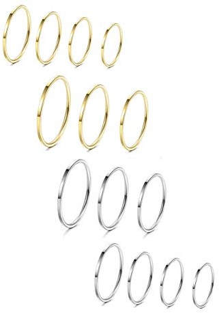 Milacolato 14 Stücke Edelstahl Frauen Plain Band Knuckle Stacking Midi Ringe Comfort Fit Silber/Gold Ton