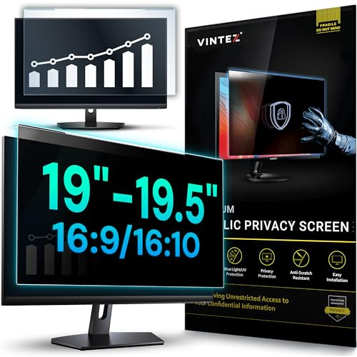 VINTEZ Universal 19, 19.5 - 16:9/16:10 Aspect Ratio - Computer Privacy Screen Filter for Widescreen Computer Monitors - 17.3 x 11.4 = 440 x 290 mm - Monitor Frame Hanging Type