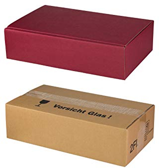 5x Versand-Set/Wein Flaschen Geschenkkarton für 2 Flaschen Rot + zertifizierter Versandkarton