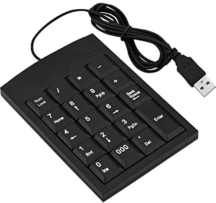 Yunir Wired Numeric Keypad, 19 Keys Corded USB Portable External Mini Ultra-thin Office Number Keyboard Numpad, for Desktop Computer Laptop
