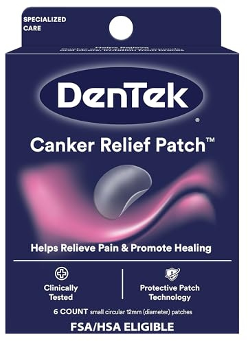 DenTek Canker Relief Patches for Canker Sore Pain Relief, Helps Relieve Soreness from Braces & Oral Wounds, 6 Count