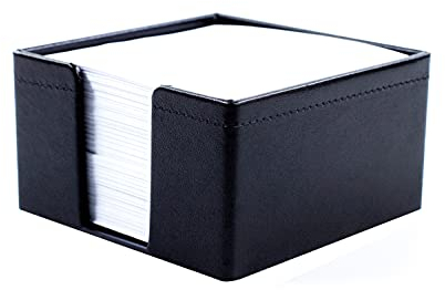 DELMON VARONE - Zettelkasten aus veganem Kunstleder Schwarz- Zettelbox inkl. 500 Blatt Papier - Notizzettelbox in für Schreibtisch & Büro - Notizzettel Box zum Notieren von Gedanken, Ideen & Notizen