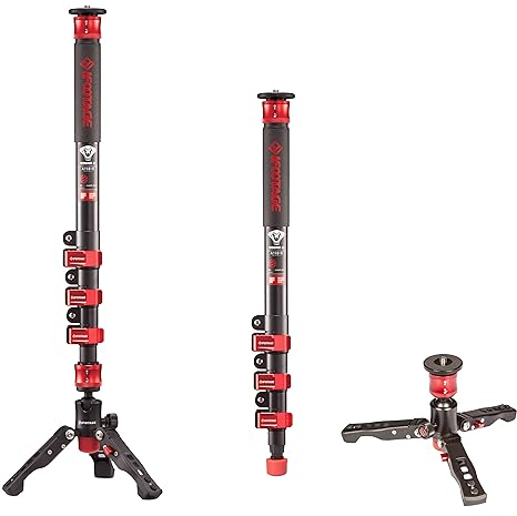 IFOOTAGE Einbeinstativ Kamera mit Füßen,Aluminiumlegierung und Trekkingstöcken, Desktop-Stativ, für DSLR-Kameras und Camcorder, Nutzlast bis zu 17,64lbs/8 kg,59/150cm,Cobra 2 Monopod A150 Ⅱ