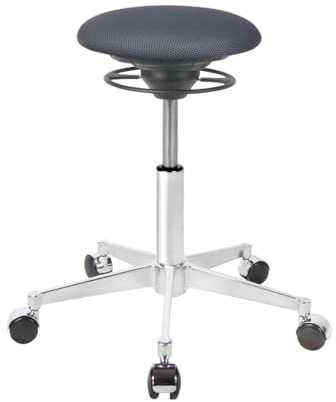 BALIMO ROLL - Bewegungshocker - Sitztrainer - ergonomischer Sitzhocker - Hocker mit Schwingeffekt - Rücken-Trainer - Bewegungsstuhl - Bürohocker - Gestell London Chrom Sitz Dunkelgrau
