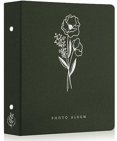 Lanpn Fotoalbum 11x15 11,5x15 400, Leinen Einstecken Einsteckalbum für Hochformat Fotos Bilder (Grün)