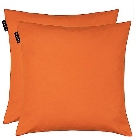 LINUM Annabell Elegant Kissenhülle 50x50 cm 2er-Pack, 100% Baumwolle, Maschinenwaschbar, Orange