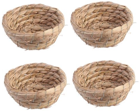 BESPORTBLE Nest Stroh Vogelnest Für Vögel 4 Stück Set Naturstroh Vogelhaus Gewebtes Nest Dekorative Gartenornament