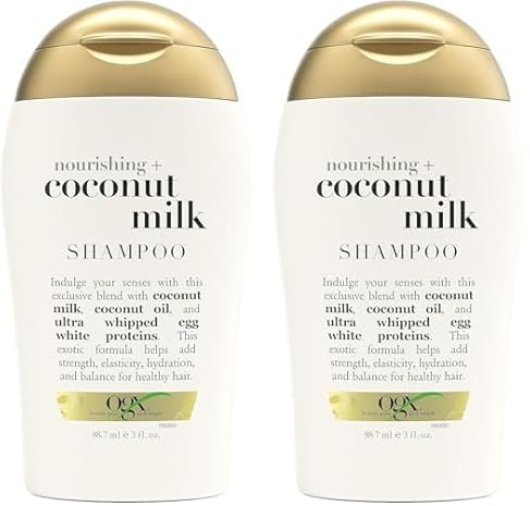 OGX Nourishing Coconut Milk Shampoo (88,7 ml), feuchtigkeitsspendendes Haarpflege Shampoo in Reisegröße mit Kokosmilch und Kokosöl für trockenes Haar (Packung mit 2)