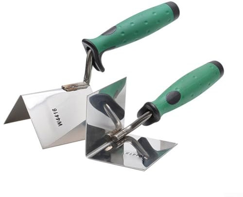 Besttoolifes Juego de paletas de esquina de acero inoxidable, herramientas de ángulo externo interno, espátula de yeso de 90 grados, renovación de mampostería, mango de goma ergonómico multifuncional