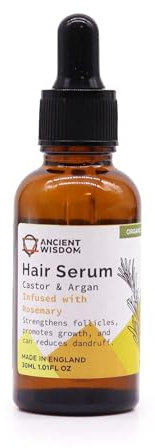 Nourish & Thrive Organic Rosemary Hair Serum - Natural Hair Growth Solution for Thicker, Healthier Hair, Scalp Care & Shine, 30ml | Rosemary, Argan & Castor Oil Formula