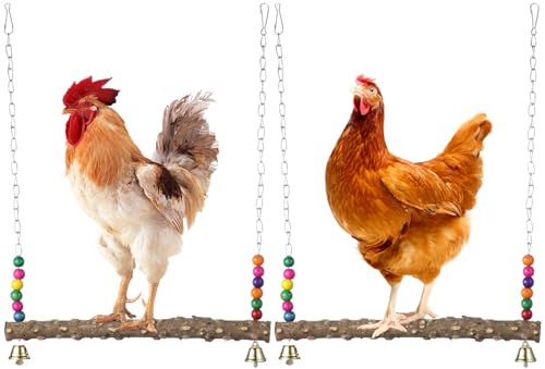 2 PCS Chicken Bird Swings, Chicken Perches | Wood Stands for Chick, Natural Wooden Swing Toys, Chicken Coop Accessories, Coop Swings for Chicken Birds, Parrots, Hens
