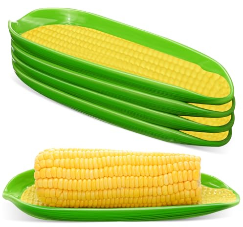 Teenyyou Corn Dishes Melamine Corn on the Cob Holders Non-Slip Bottom Dishwasher Safe(4 Pcs)