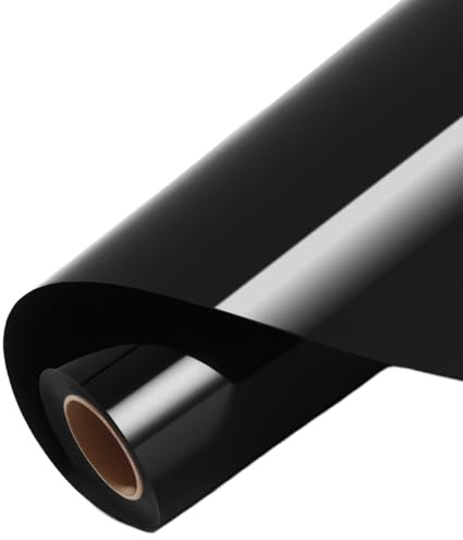 FAOKZE Pellicola per plotter tessile, 30 cm x 4 m flex foil plotter tessile, foglio di trasferimento tessile da stirare per T-shirt, cappelli o altri tessuti(nero)