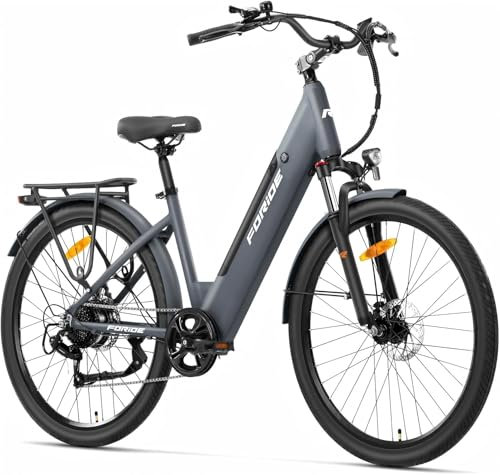 Foride Roamer 1 ST 27,5 E-Bike für Erwachsene, 7 Gang Elektrofahrrad mit Austauschbarem 36V 13Ah Akku, 250W Motor, 25 km/h und 100km Reichweite E-Bike Damen Herren für Städtische Pendler (Grau)