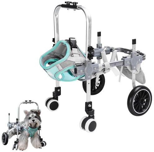 Dog Wheelchair for Back Legs,Adjustable Pets Cart Mobility Aids for Little Pets,Chest & Thigh Support,Suitable Small Medium Dogs (Four Wheels, S)