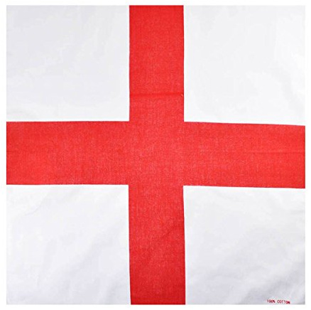 Basic Sense St George England Flag Cotton Bandana Head Scarf Men | St George England flag print in 100% cotton, 53 x 53 cm. Wear as a headband, neckerchief, wristband or face cover
