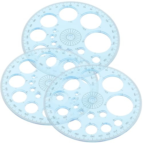 Ciieeo Transportador de Ángulos de 360 Grados, Regla Transportadora Multifuncional de Plástico Transparente, 3 Piezas para Dibujo Escolar y Medición Geométrica Precisa