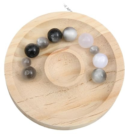 BFLCWSTD Pärlbräda trä gör-det-själv-armband designplatta, smycketillverkning, displayarrangör, pärlbräda, bordsstorlek, mätverktyg för urtavlan (rund 9,5 cm)