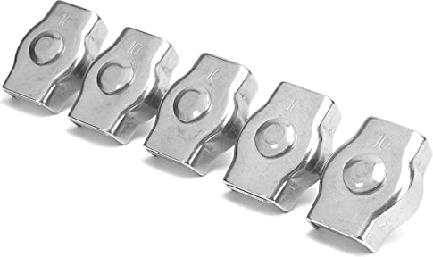 Stylebest Juego de 5 Abrazaderas de Cuerda de Acero Inoxidable, Clips de Agarre de Alambre Duraderos para Maquinaria Forestal y Equipos de Elevación, Resistentes a la Corrosión (10MM)