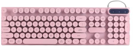 Fabater Speltangentbord, Ergonomisk Design Vikbara Fötter Trådanslutet Tangentbord, Tangentbord med 104 Tangenter med Bakgrundsbelysta Runda Tangenter Multimediatangenter för Stationär Bärbar Dator