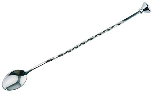 Buddy's Bar - 1 Cucchiaio da Bar, Cucchiaio da Bar di Alta qualità in Acciaio Inossidabile lucidato, Manico a Spirale con pestello, Lavabile in lavastoviglie, Lungo 27 cm